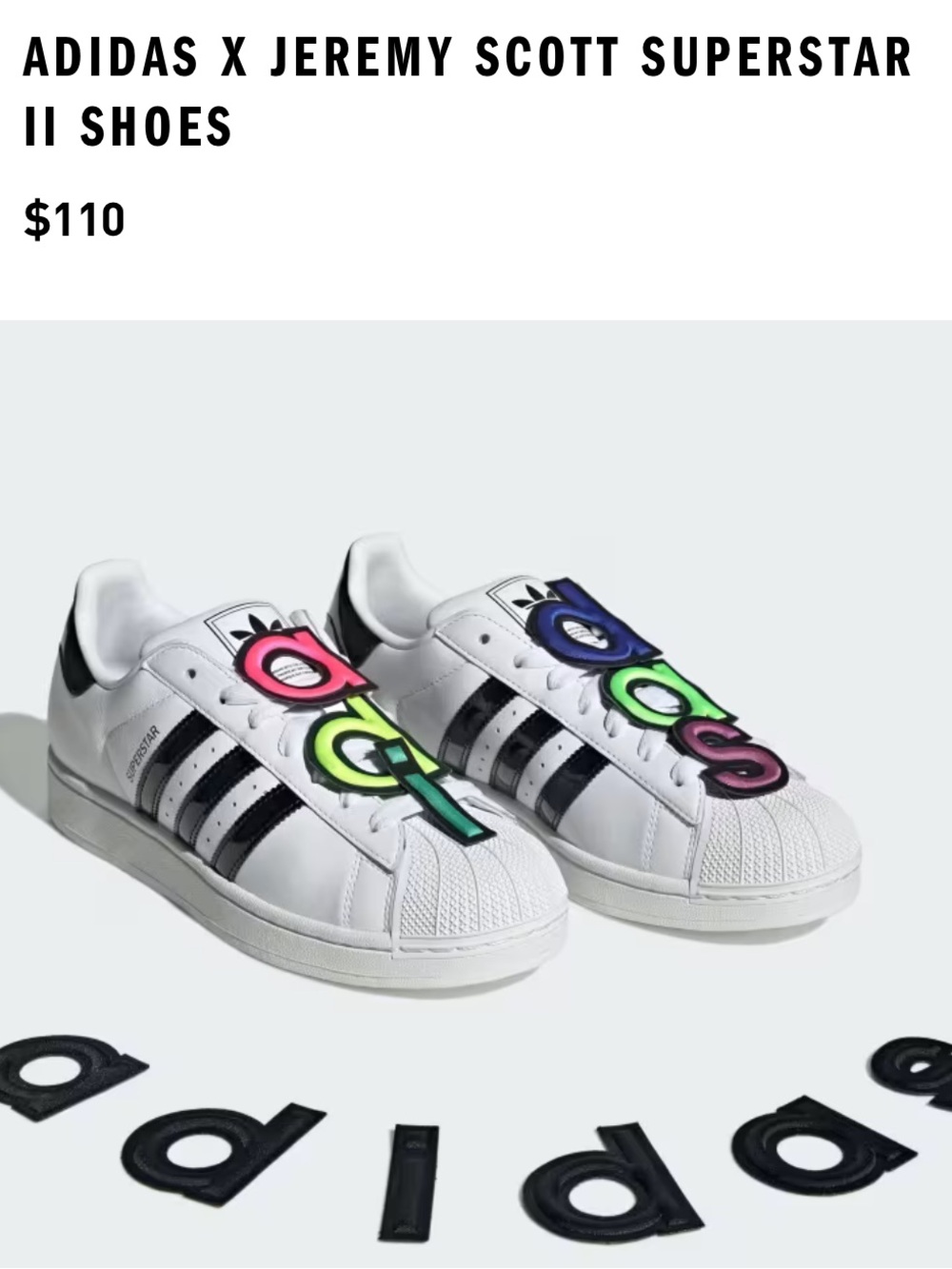 adidas superstar White Sneakers with Neon Letter Charms